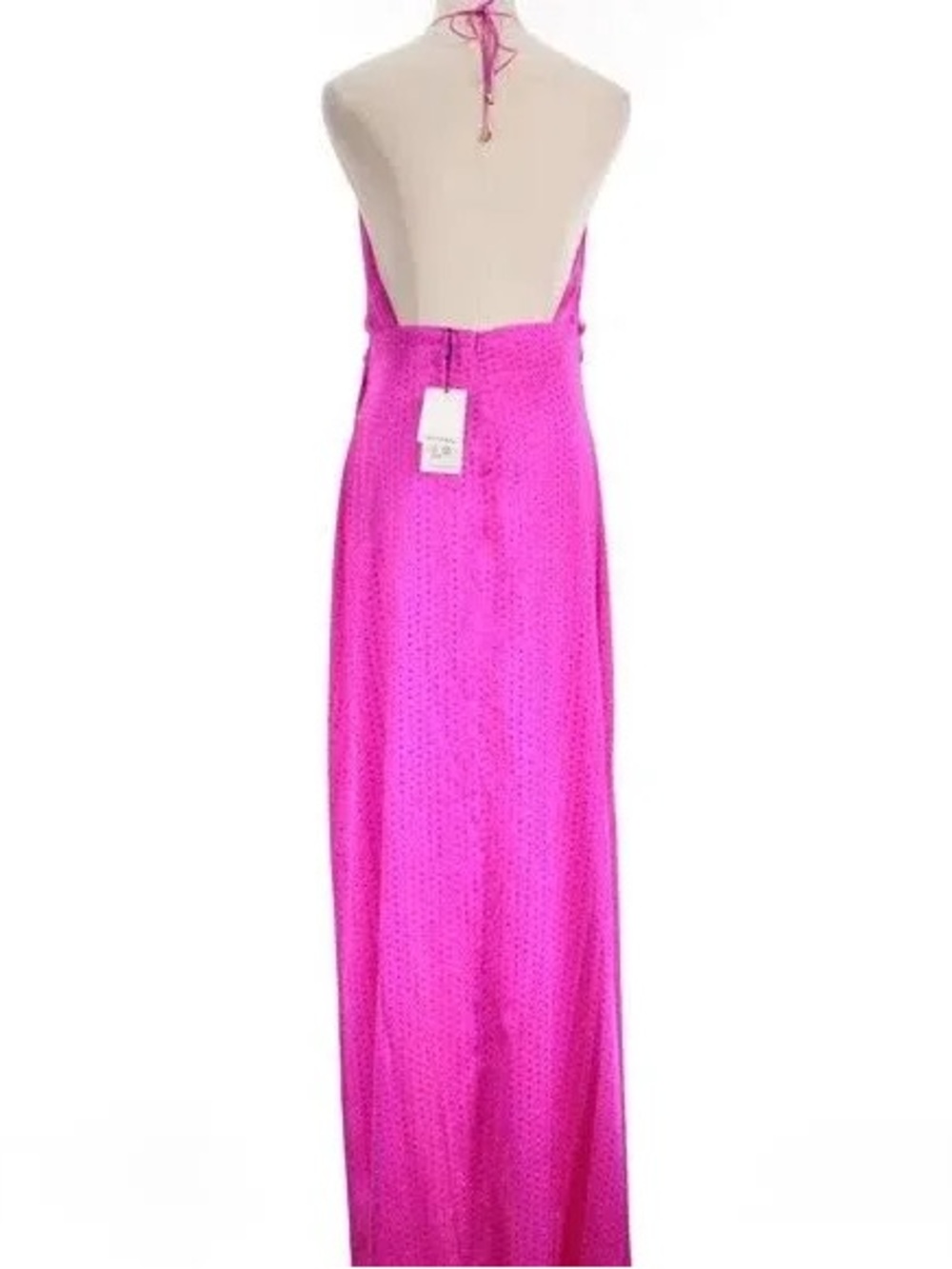 Retrofete Studded Embelished Pink Halter Wrap Backless Dress/Gown/Maxi - Picture 6 of 9